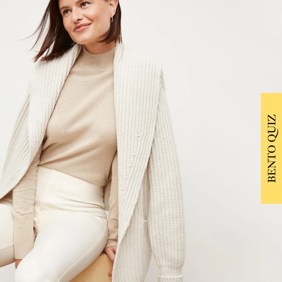 Cozy Cream Belted Cardigan Sweater -mm lafleur - Picture 4 of 8